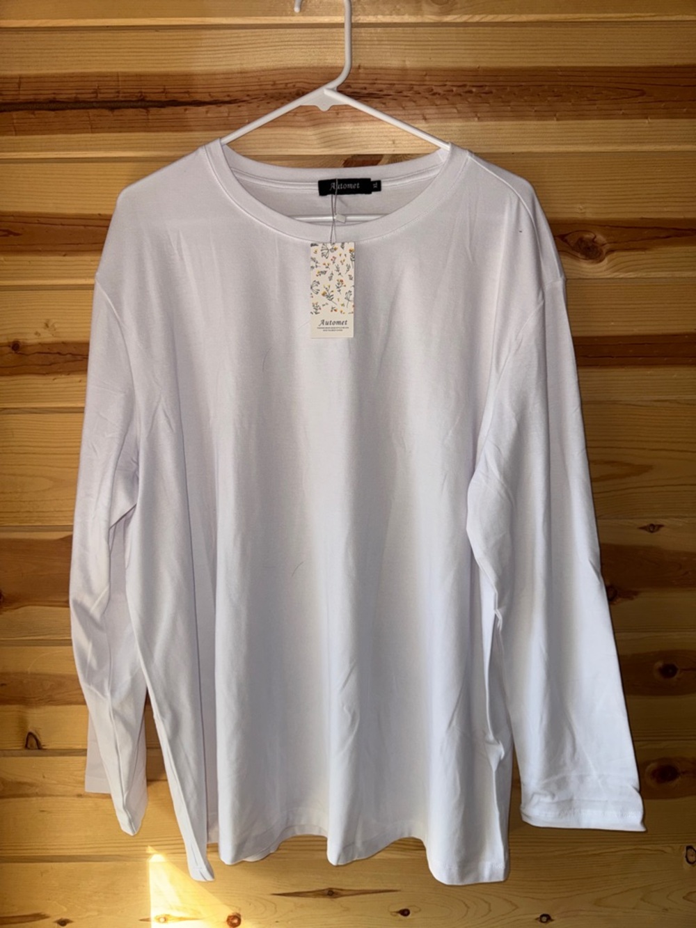 Automet White Crew Neck Long Sleeve Top